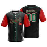 Colorblock Red Custom Full Button Mexico Baseball Jersey